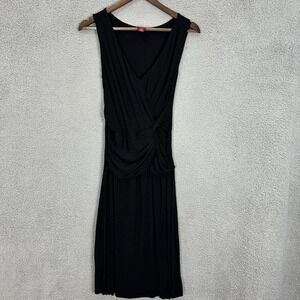 Gilli Dress womens XS black midi sleeveless gathered ruched drop waist flowy‎
